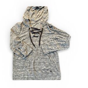 Gray Hooded sweatshirt with lace up drawstring